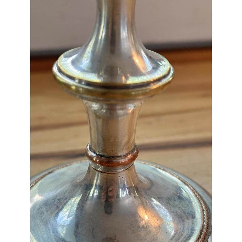 5.5" Silver Plate Candle Stick Holder Heavy Red Felt Base, Vintage Candle Holder